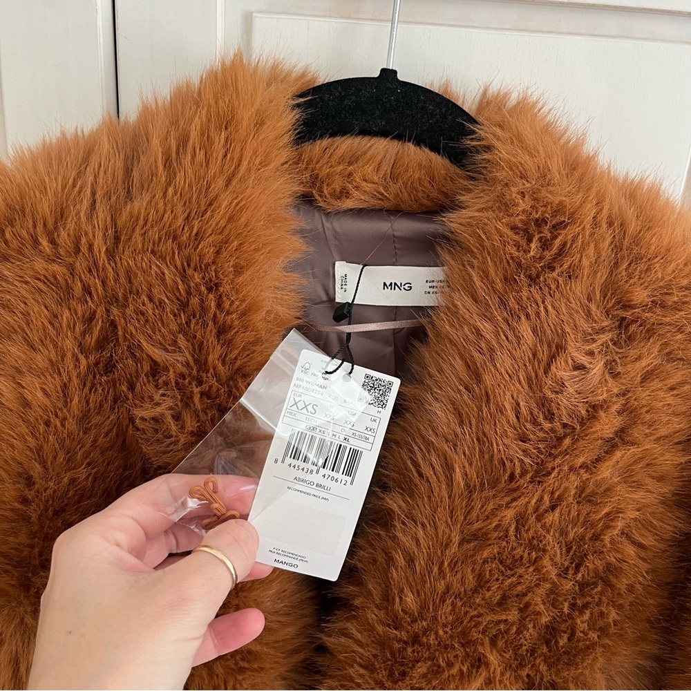 Mango MNG Oversized Brown Faux Fur Jacket Coat - Picture 6 of 10